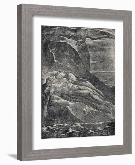 Albion on the Rock, from Milton-William Blake-Framed Giclee Print