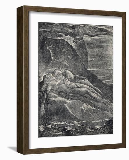 Albion on the Rock, from Milton-William Blake-Framed Giclee Print