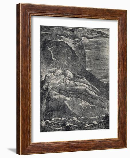 Albion on the Rock, from Milton-William Blake-Framed Giclee Print