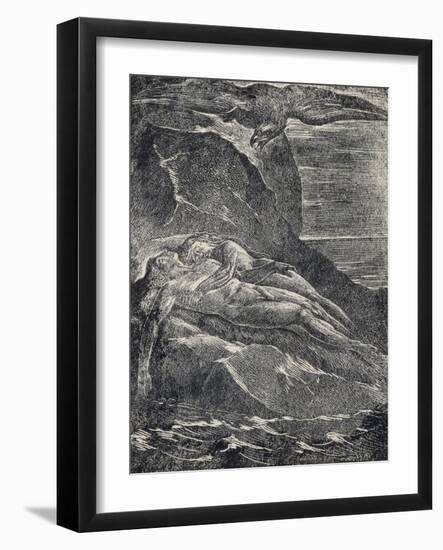 Albion on the Rock, from Milton-William Blake-Framed Giclee Print