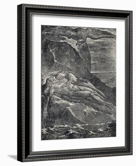 Albion on the Rock, from Milton-William Blake-Framed Giclee Print