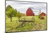 Albion, Washington State, USA. Red barns and antique farm equipment in the Palouse hills.-Emily Wilson-Mounted Photographic Print
