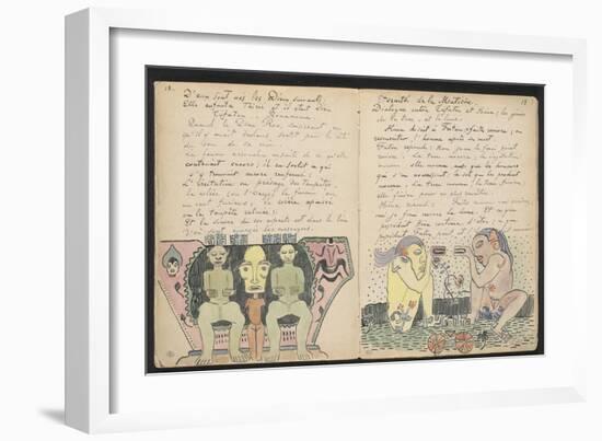 Album Ancien culte Mahori :  Personnage masqué entouré de deux personnages et "Eternité de la-Paul Gauguin-Framed Giclee Print