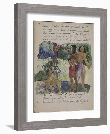 Album ancien culte Mahori :Texte manuscrit en langue française & illustrations Mahorie : 3 personna-Paul Gauguin-Framed Giclee Print