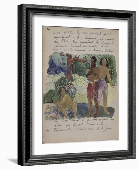 Album ancien culte Mahori :Texte manuscrit en langue française & illustrations Mahorie : 3 personna-Paul Gauguin-Framed Giclee Print