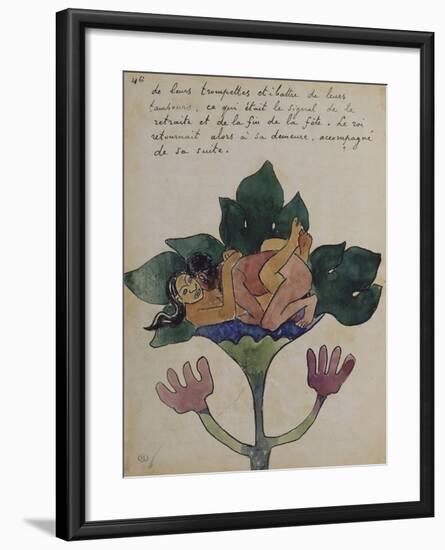 Album Ancien culte Mahori :  Un accouplement et feuille vierge avec dessin rapporté-Paul Gauguin-Framed Giclee Print