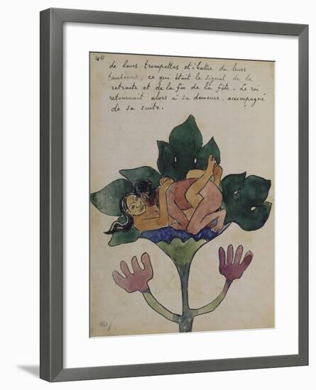 Album Ancien culte Mahori :  Un accouplement et feuille vierge avec dessin rapporté-Paul Gauguin-Framed Giclee Print