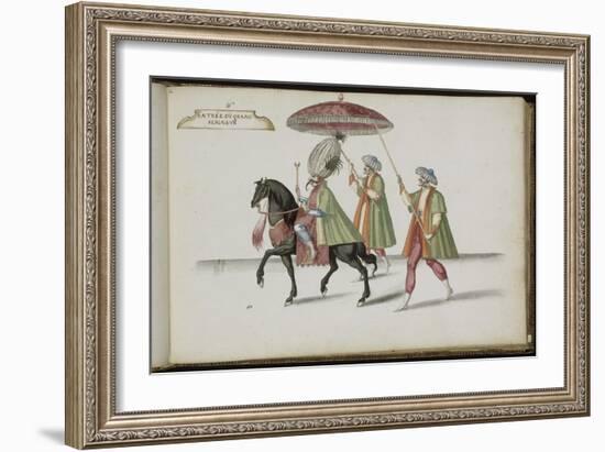 Album ; Ballet de la Douairière de Billebahaut ; "Entrée du Grand Seigneur"; deux figures debout-Daniel Rabel-Framed Giclee Print