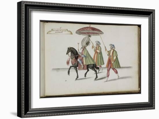 Album ; Ballet de la Douairière de Billebahaut ; "Entrée du Grand Seigneur"; deux figures debout-Daniel Rabel-Framed Giclee Print