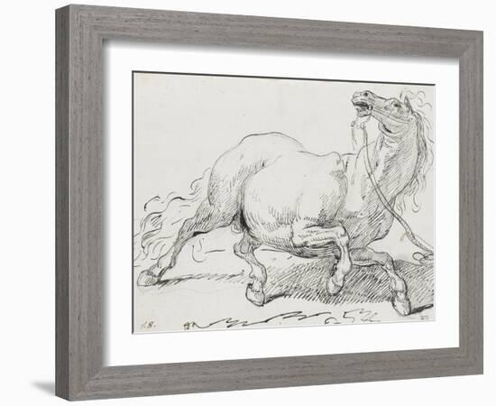 Album : cheval hennissant ; cheval cabré ; cheval allongé ; crâne de cheval-Jacques-Louis David-Framed Giclee Print