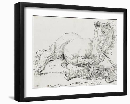 Album : cheval hennissant ; cheval cabré ; cheval allongé ; crâne de cheval-Jacques-Louis David-Framed Giclee Print