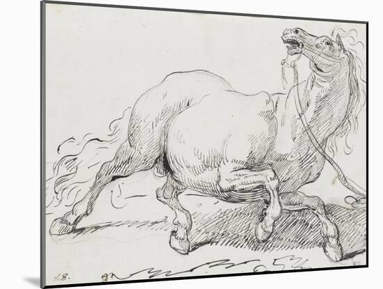 Album : cheval hennissant ; cheval cabré ; cheval allongé ; crâne de cheval-Jacques-Louis David-Mounted Giclee Print