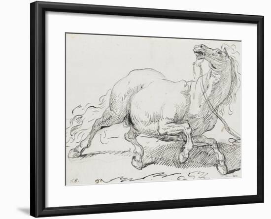Album : cheval hennissant ; cheval cabré ; cheval allongé ; crâne de cheval-Jacques-Louis David-Framed Giclee Print