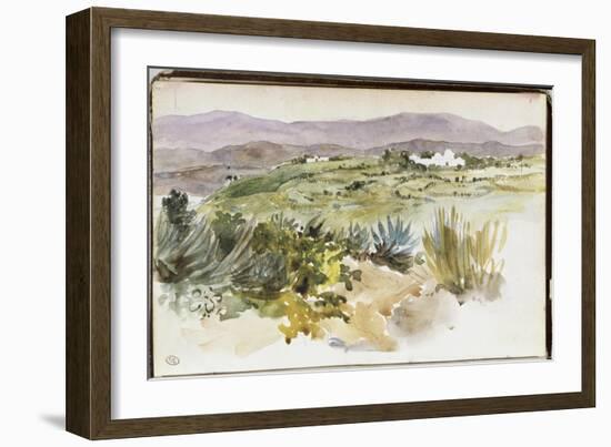 Album d'Afrique du Nord & d'Espagne : paysage aux environs de Tanger,"2 mars promenade avec M.Hay "-Eugene Delacroix-Framed Giclee Print