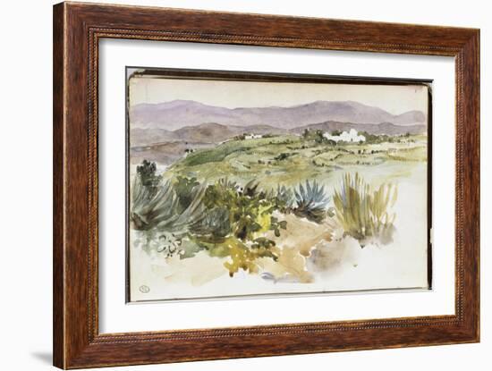 Album d'Afrique du Nord & d'Espagne : paysage aux environs de Tanger,"2 mars promenade avec M.Hay "-Eugene Delacroix-Framed Giclee Print