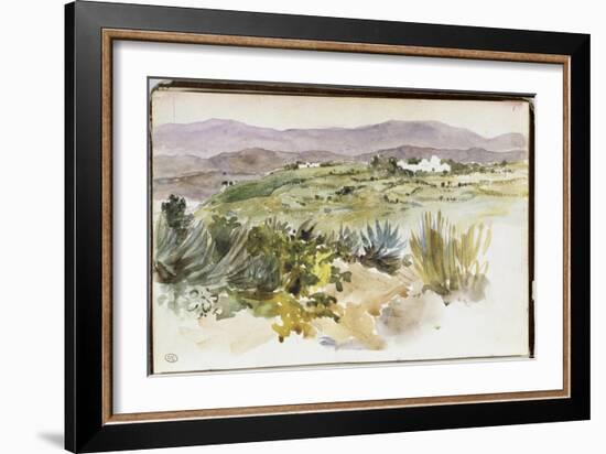 Album d'Afrique du Nord & d'Espagne : paysage aux environs de Tanger,"2 mars promenade avec M.Hay "-Eugene Delacroix-Framed Giclee Print