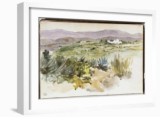 Album d'Afrique du Nord & d'Espagne : paysage aux environs de Tanger,"2 mars promenade avec M.Hay "-Eugene Delacroix-Framed Giclee Print