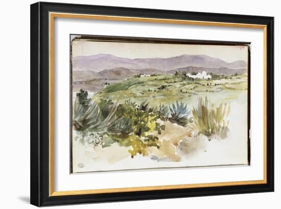 Album d'Afrique du Nord & d'Espagne : paysage aux environs de Tanger,"2 mars promenade avec M.Hay "-Eugene Delacroix-Framed Giclee Print