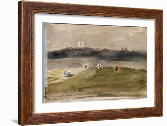 Album d'Angleterre. Paysage dans la campagne anglaise, avec vaches dans un champ. 8/9 juillet 1825-Eugene Delacroix-Framed Giclee Print