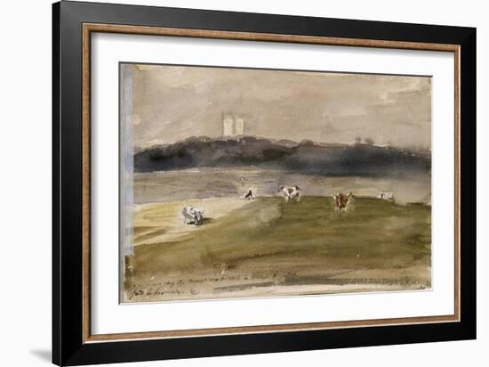 Album d'Angleterre. Paysage dans la campagne anglaise, avec vaches dans un champ. 8/9 juillet 1825-Eugene Delacroix-Framed Giclee Print