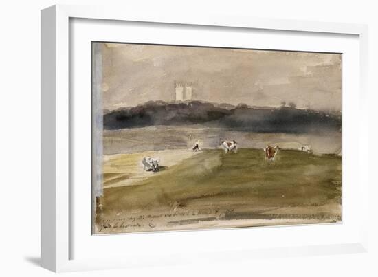 Album d'Angleterre. Paysage dans la campagne anglaise, avec vaches dans un champ. 8/9 juillet 1825-Eugene Delacroix-Framed Giclee Print