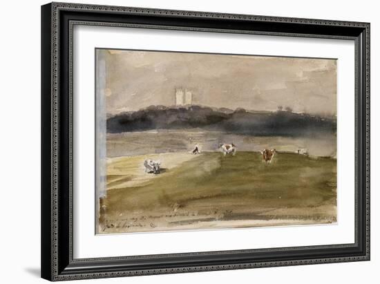 Album d'Angleterre. Paysage dans la campagne anglaise, avec vaches dans un champ. 8/9 juillet 1825-Eugene Delacroix-Framed Giclee Print