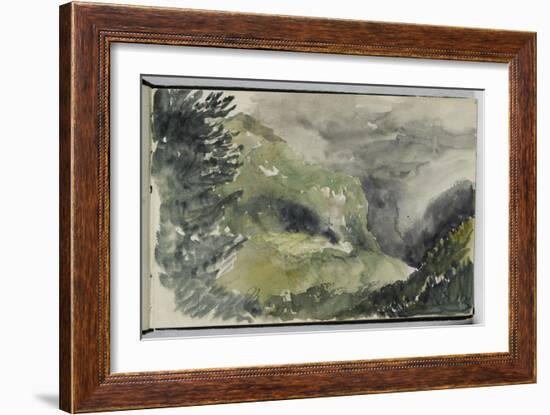 Album des Pyrénées : paysage de montagne avec fond nuageux-Eugene Delacroix-Framed Giclee Print