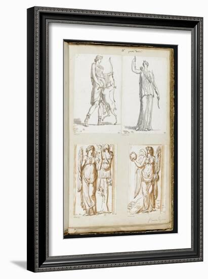 Album : Diane, vue de trois quarts et tournée vers la droite, tenant un arc de la main gauche-Jacques-Louis David-Framed Giclee Print
