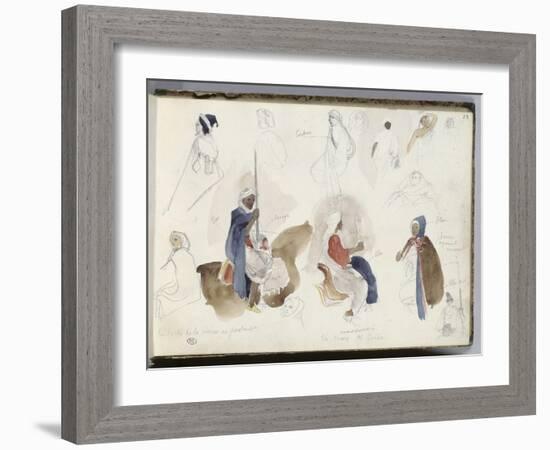 Album du voyage en Afrique du Nord : étude de cavaliers et de personnages arabes-Eugene Delacroix-Framed Giclee Print