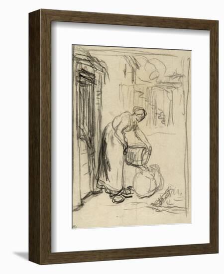 Album factice : Etude pour la "Paysanne au puits"-Jean-François Millet-Framed Giclee Print