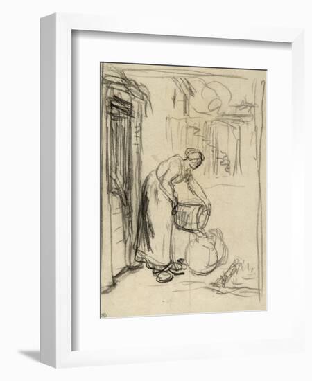 Album factice : Etude pour la "Paysanne au puits"-Jean-François Millet-Framed Giclee Print