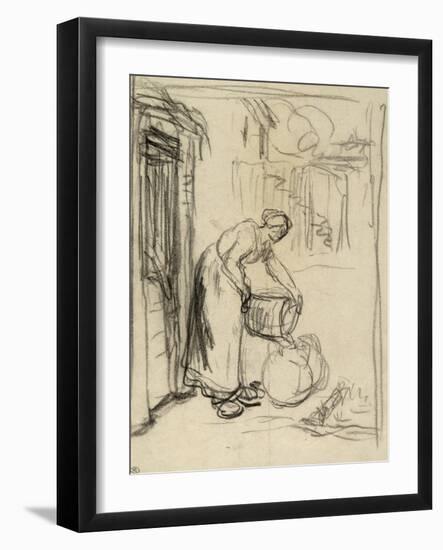 Album factice : Etude pour la "Paysanne au puits"-Jean-François Millet-Framed Giclee Print