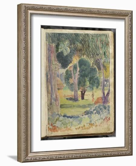 Album Noa-Noa : Paysage Polynésien avec une silhouette de femme-Paul Gauguin-Framed Giclee Print