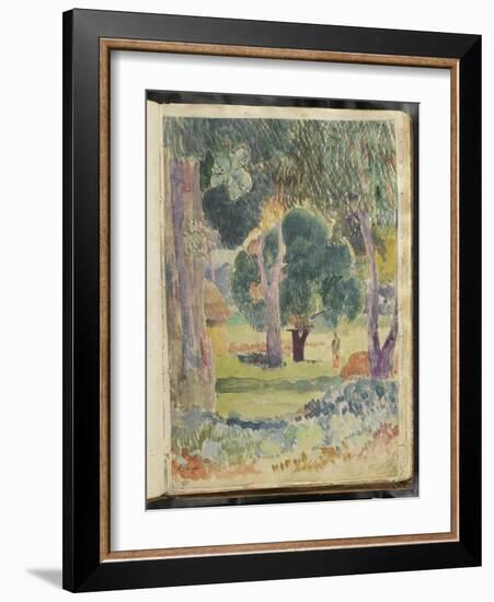 Album Noa-Noa : Paysage Polynésien avec une silhouette de femme-Paul Gauguin-Framed Giclee Print