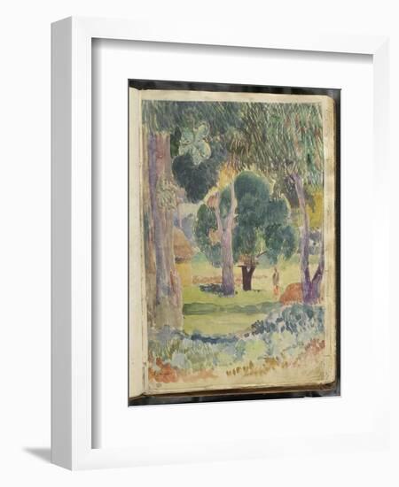 Album Noa-Noa : Paysage Polynésien avec une silhouette de femme-Paul Gauguin-Framed Giclee Print