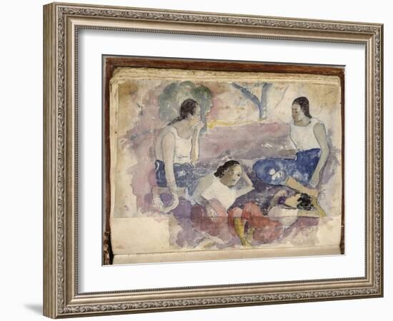 Album Noa Noa: Tahitian Women Seated in a Landscape-Paul Gauguin-Framed Giclee Print