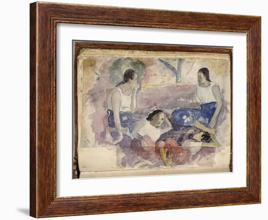 Album Noa Noa: Tahitian Women Seated in a Landscape-Paul Gauguin-Framed Giclee Print