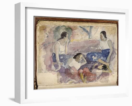 Album Noa Noa: Tahitian Women Seated in a Landscape-Paul Gauguin-Framed Giclee Print