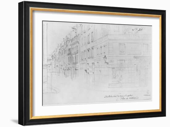 Album of the Siege of Paris, Distribution of British Donations, Place Des Victoires-Gustave Doré-Framed Giclee Print
