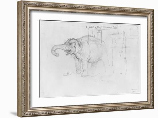 Album of the Siege of Paris, Elephant (Pen and Brown Ink Wash and Pencil on Paper)-Gustave Doré-Framed Giclee Print