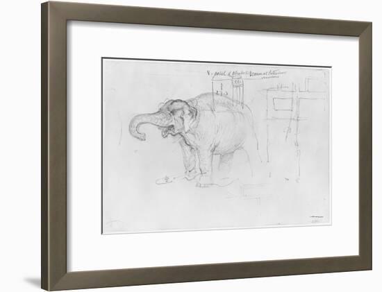 Album of the Siege of Paris, Elephant (Pen and Brown Ink Wash and Pencil on Paper)-Gustave Doré-Framed Giclee Print