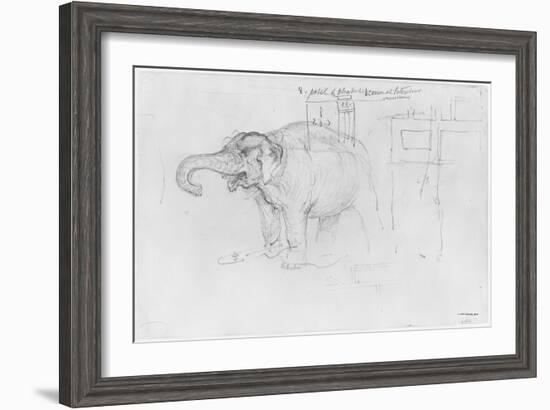 Album of the Siege of Paris, Elephant (Pen and Brown Ink Wash and Pencil on Paper)-Gustave Doré-Framed Giclee Print