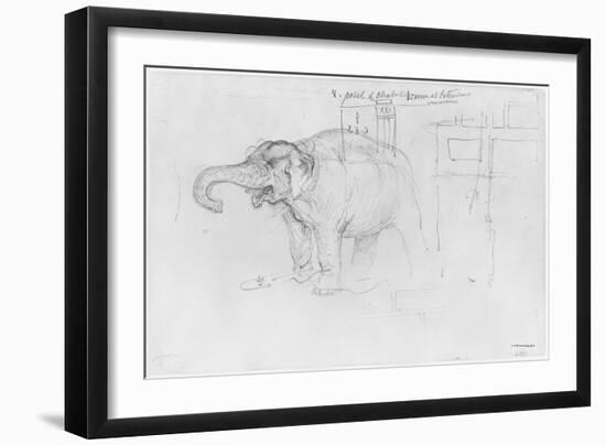 Album of the Siege of Paris, Elephant (Pen and Brown Ink Wash and Pencil on Paper)-Gustave Doré-Framed Giclee Print