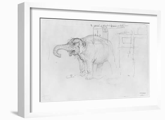 Album of the Siege of Paris, Elephant (Pen and Brown Ink Wash and Pencil on Paper)-Gustave Doré-Framed Giclee Print