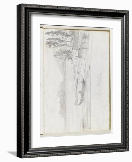 Album : Paysage à Gaète et croquis sommaire de figures-Pierre Henri de Valenciennes-Framed Giclee Print