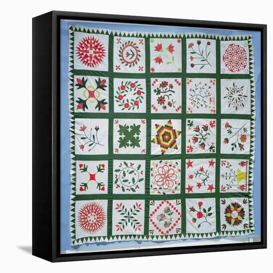 Album Quilt with Season Flowers, 1844-American School-Framed Premier Image Canvas