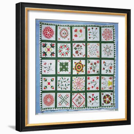 Album Quilt with Season Flowers, 1844-American School-Framed Premium Giclee Print