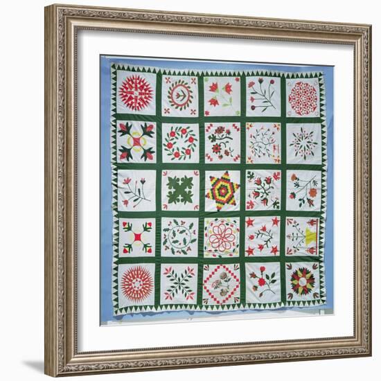 Album Quilt with Season Flowers, 1844-American School-Framed Giclee Print