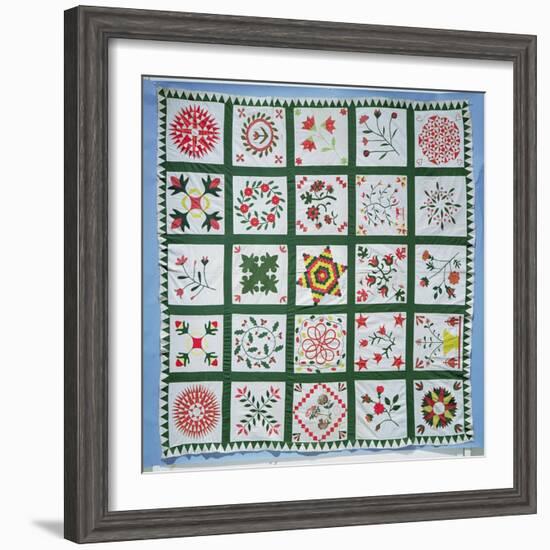 Album Quilt with Season Flowers, 1844-American School-Framed Giclee Print