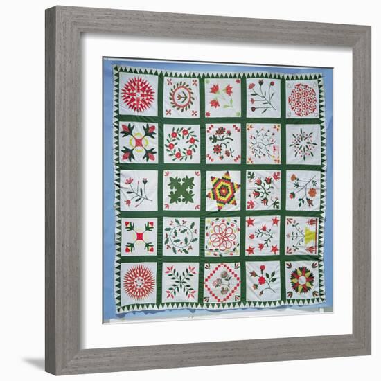 Album Quilt with Season Flowers, 1844-American School-Framed Giclee Print